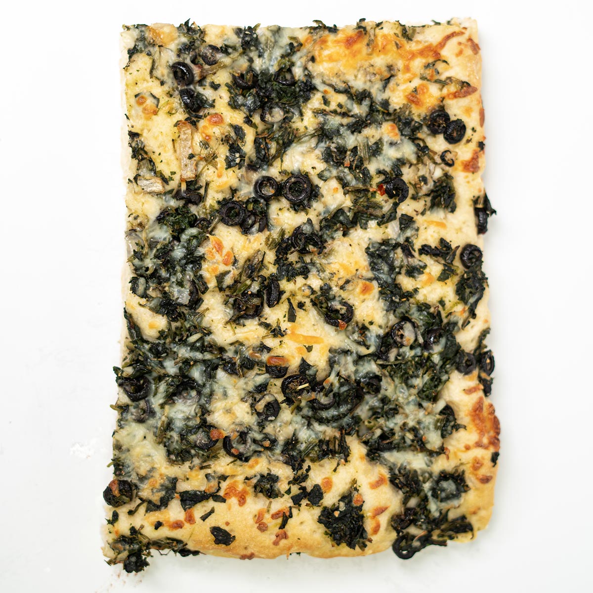 Spinach and Black Olive Pizza