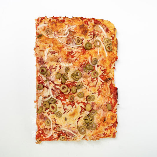 Olive, Bacon and Onion Pizza